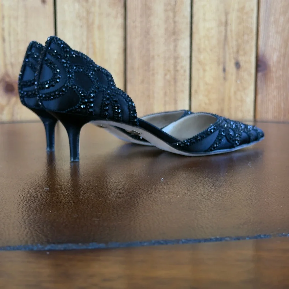 Bagley Mischka Ginny Black Embellished Pointed Toe Dress Pumps Evening Shoes 8‎